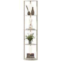 LED Floor Lamp, Corner Shelf, Dimmable, 4 Shelves, Warm White Light, 41x30x164cm, Oak 41 x 29.5 x 163.5 cm