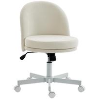 Home Office Chair Height-Adjustable Desk Chair with Chenille Look, Vanity Chair with Rocking Function Cream 58 x 57 x 83 cm