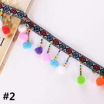 1yard Handmade Dress Pompom Fabric Sewing Tassel Lace Trim Embroidered Bohemia Ribbon 2