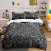 Elegant Black and Gold Geometric Bedding Set Bedding set (1 duvet cover, 2 pillowcases, duvet not included) 135x200cm