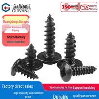 Iron Black Cross Pan Head Self-Tapping Screws, Large Round/Mushroom Head, Screw Nails M3/M4/M5 Black Iron M3*6 [200 pcs]