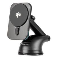 Car phone holder for windshield and dashboard with fast Qi2 15W inductive charger AMIO-04181
