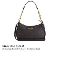 COACH Teri Artificial Leather With Recycled Leather Shoulder Bag Medium Womens Dark Brown CV933-IMXAQ One Size 2 tamsiai ruda spalva