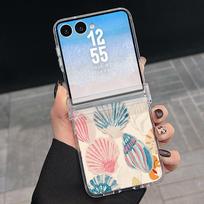 Hinged Magnetic Phone Case For Samsung Z FlIP 7 FE 6 5 Turtle Fish Print Clear Hard PC Folding Phone Cover For Galaxy Z Flip7 Flip6 Flip5 Samsung Z Flip7