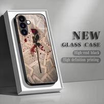 Rose poster tempered glass phone case suitable for Samsung Galaxy S26 S25 S24 S23 S22 S20 FE/Ultra/Plus anti fingerprint GalaxyS25