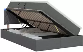 LED saugojimo lova su čiužiniu Tamsiai pilka 120 x 200 cm