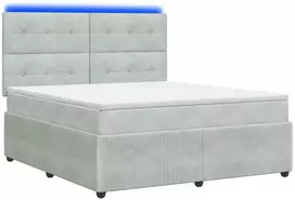 Lova LED lovos čiužinys su LED apšvietimu Šviesiai pilka Aksomas
