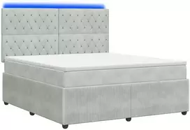 Lova LED lovos čiužinys su LED apšvietimu Šviesiai pilka Aksomas