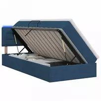 LED saugojimo lova su čiužiniu Mėlyna 90 x 190 cm Audinys