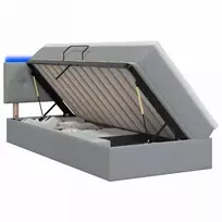 LED saugojimo lova su čiužiniu Šviesiai pilka 90 x 200 cm