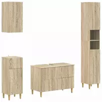 4 dalių vonios spintelių komplektas DELFT Sonoma ąžuolas
