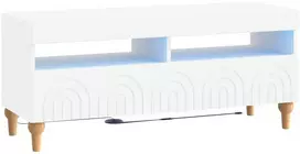 TV staliukas LED televizoriaus spintelė Balta Apdirbta mediena