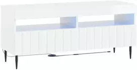 TV staliukas LED televizoriaus spintelė Itin blizgi balta Apdirbta mediena