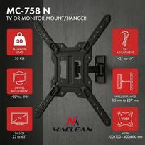 „Maclean“ televizoriaus arba monitoriaus laikiklis / pakaba, maks. 23–65", maks. apkrova 30 kg, universalus, maks. VESA 400×400, MC-758 N