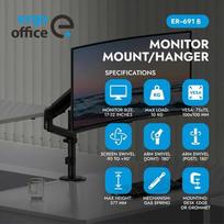 „Ergo Office“ monitoriaus laikiklis / pakaba, dujinė spyruoklė, 17–32 coliai, 1–10 kg, matinė juoda, maks. VESA 100x100, ER-691 B
