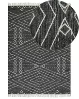 Kilimas KHENIFRA juodas 160 x 230 cm medvilninis