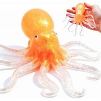Squishy tamprus aštuonkojis su blizgučiais – antistresinis žaislas - oranžinis