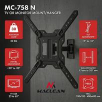 Maclean TV or Monitor Mount / Bracket, max. 23–65", max. load 30 kg, universal, max. VESA 400x400, MC-758 N MC-758 N