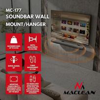 Ergo Office Maclean Soundbar Wall Mount / Bracket, angle adjustment +8°–8°, max. load 10 kg, made of steel, MC-177 MC-177