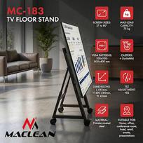 Maclean TV Cart / Floor Stand, 37–80", max. VESA 800x400, max. 75 kg, mobile, wheel lock, MC-183 MC-183
