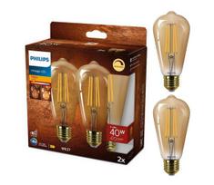 KOMPLEKTAS 2x LED pritemdoma elektros lemputė VINTAGE Philips ST64 E27/4,2W/230V 2200K