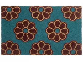 KILIM kilimėlis KULIK mėlynas 45 x 75 cm gėlės kokoso pluoštas