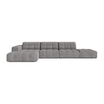 Pilkos spalvos kampinė sofa iš šenilinio audinio (su kairiuoju kampu/su gultu) Chicago – Cosmopolitan Design