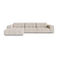Kreminės spalvos kampinė sofa iš šenilinio audinio (su kairiuoju kampu/su gultu) Chicago – Cosmopolitan Design