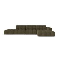 Khaki spalvos kampinė sofa iš šenilinio audinio (su dešiniuoju kampu/su gultu) Chicago – Cosmopolitan Design