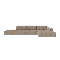 Smėlio spalvos kampinė sofa iš šenilinio audinio (su dešiniuoju kampu/su gultu) Chicago – Cosmopolitan Design