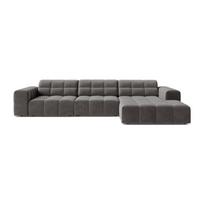 Pilkos spalvos kampinė sofa iš velveto (su dešiniuoju kampu/su gultu) Chicago – Cosmopolitan Design