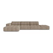 Smėlio spalvos kampinė sofa iš šenilinio audinio (su kairiuoju kampu/su gultu) Chicago – Cosmopolitan Design