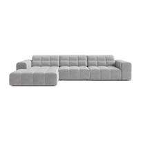 Šviesiai pilkos spalvos kampinė sofa iš velveto (su kairiuoju kampu/su gultu) Chicago – Cosmopolitan Design