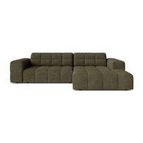 Khaki spalvos kampinė sofa iš šenilinio audinio (su dešiniuoju kampu/su gultu) Chicago – Cosmopolitan Design
