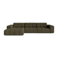 Khaki spalvos kampinė sofa iš šenilinio audinio (su kairiuoju kampu/su gultu) Chicago – Cosmopolitan Design