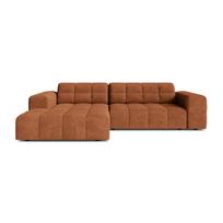 Terakotos spalvos kampinė sofa iš šenilinio audinio (su kairiuoju kampu/su gultu) Chicago – Cosmopolitan Design