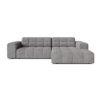 Pilkos spalvos kampinė sofa iš šenilinio audinio (su dešiniuoju kampu/su gultu) Chicago – Cosmopolitan Design