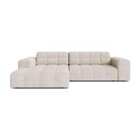 Kreminės spalvos kampinė sofa iš šenilinio audinio (su kairiuoju kampu/su gultu) Chicago – Cosmopolitan Design