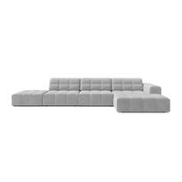 Šviesiai pilkos spalvos kampinė sofa iš velveto (su dešiniuoju kampu/su gultu) Chicago – Cosmopolitan Design