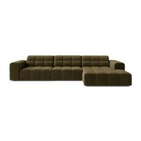 Khaki spalvos kampinė sofa iš velveto (su dešiniuoju kampu/su gultu) Chicago – Cosmopolitan Design