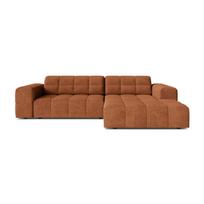 Terakotos spalvos kampinė sofa iš šenilinio audinio (su dešiniuoju kampu/su gultu) Chicago – Cosmopolitan Design