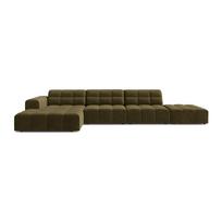 Khaki spalvos kampinė sofa iš velveto (su kairiuoju kampu/su gultu) Chicago – Cosmopolitan Design