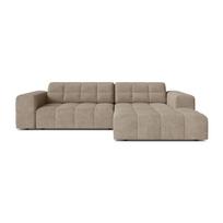 Smėlio spalvos kampinė sofa iš šenilinio audinio (su dešiniuoju kampu/su gultu) Chicago – Cosmopolitan Design