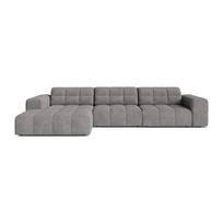Pilkos spalvos kampinė sofa iš šenilinio audinio (su kairiuoju kampu/su gultu) Chicago – Cosmopolitan Design