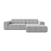 Šviesiai pilkos spalvos kampinė sofa iš velveto (su dešiniuoju kampu/su gultu) Chicago – Cosmopolitan Design
