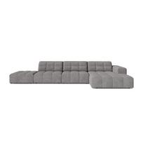 Pilkos spalvos kampinė sofa iš šenilinio audinio (su dešiniuoju kampu/su gultu) Chicago – Cosmopolitan Design