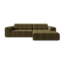 Khaki spalvos kampinė sofa iš velveto (su dešiniuoju kampu/su gultu) Chicago – Cosmopolitan Design