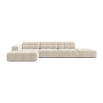Kreminės spalvos kampinė sofa iš velveto (su kairiuoju kampu/su gultu) Chicago – Cosmopolitan Design