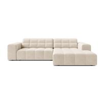 Kreminės spalvos kampinė sofa iš velveto (su dešiniuoju kampu/su gultu) Chicago – Cosmopolitan Design
