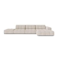 Kreminės spalvos kampinė sofa iš šenilinio audinio (su dešiniuoju kampu/su gultu) Chicago – Cosmopolitan Design